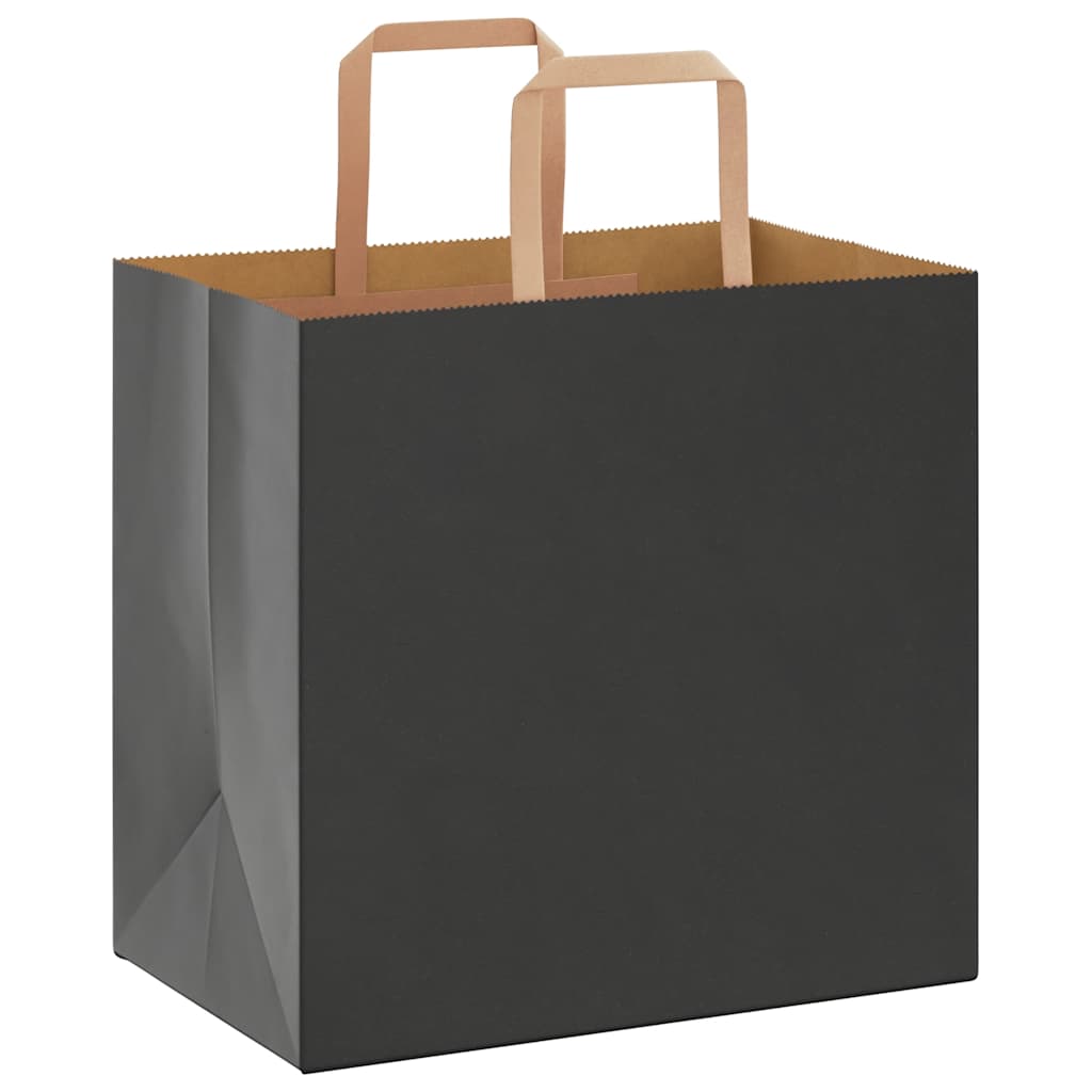 Paper Bags 50 pcs with Handles Black 26x17x25 cm