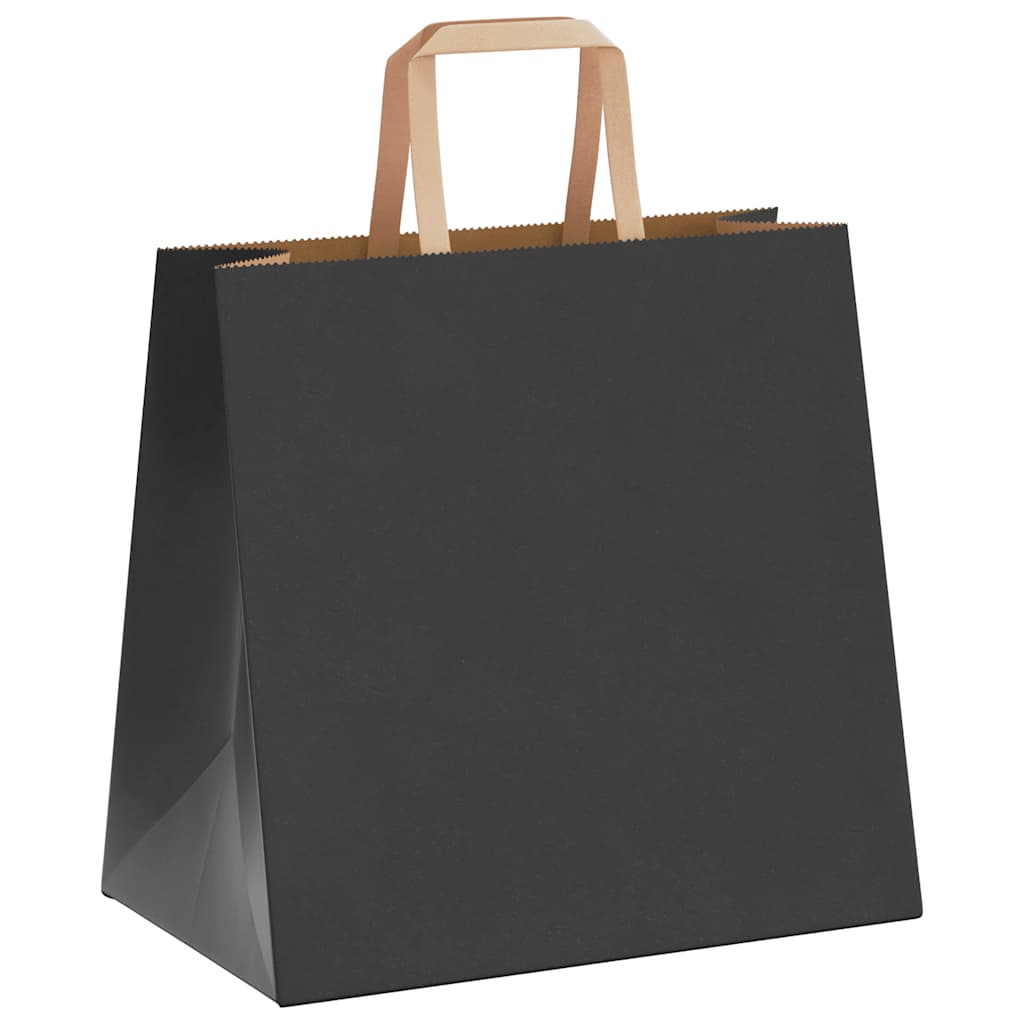 Paper Bags 50 pcs with Handles Black 26x17x25 cm