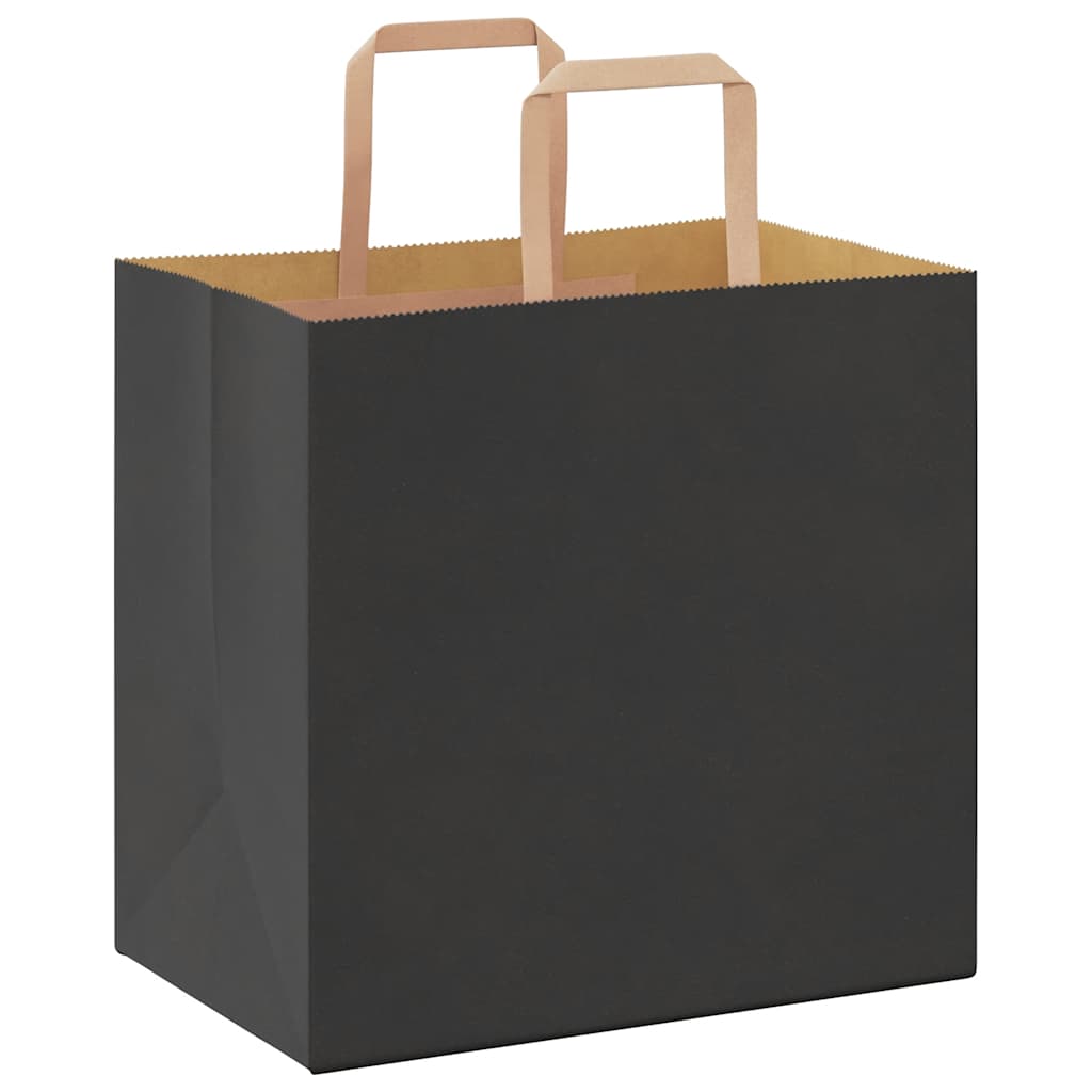 Paper Bags 50 pcs with Handles Black 26x17x25 cm