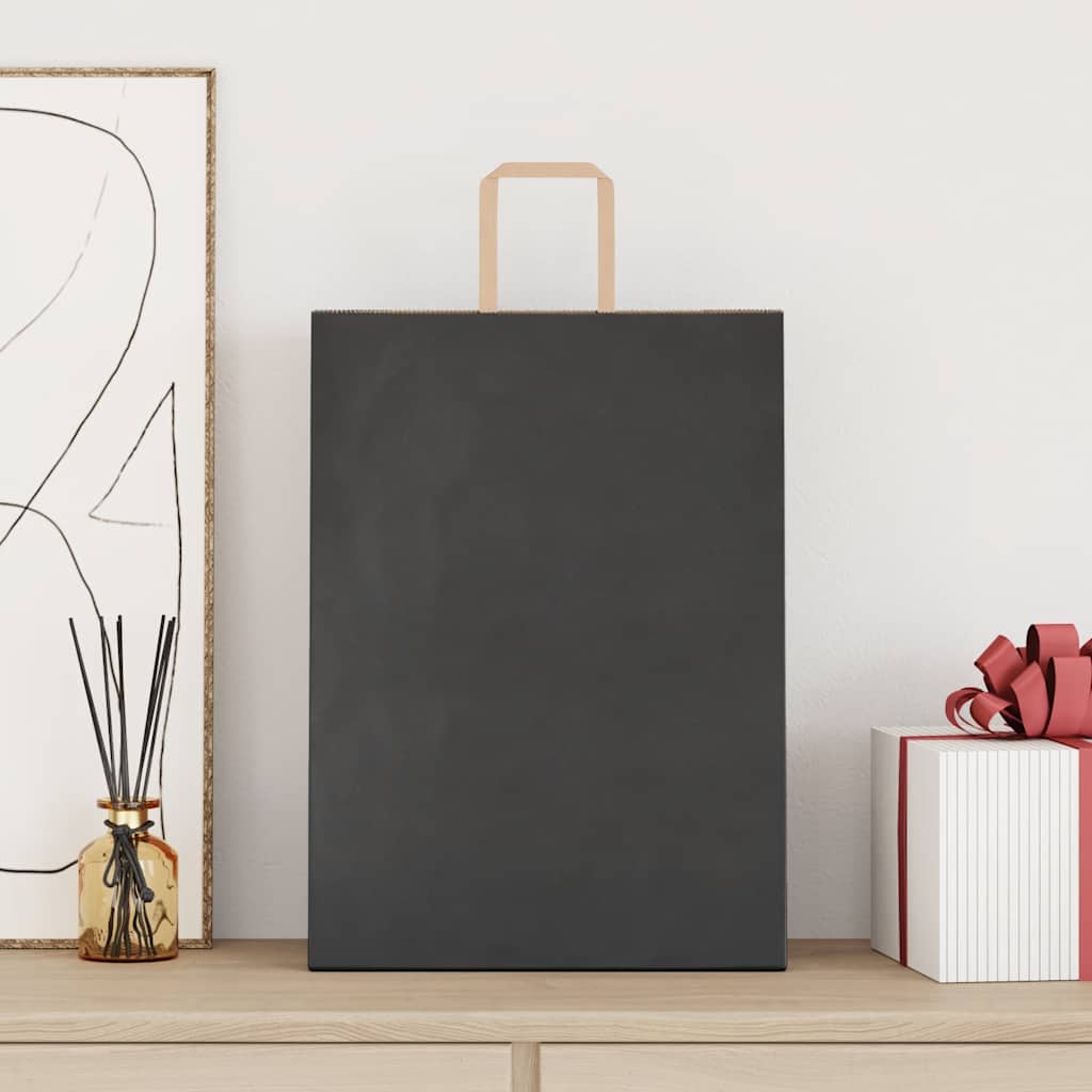 Paper Bags 50 pcs with Handles Black 32x17x44 cm