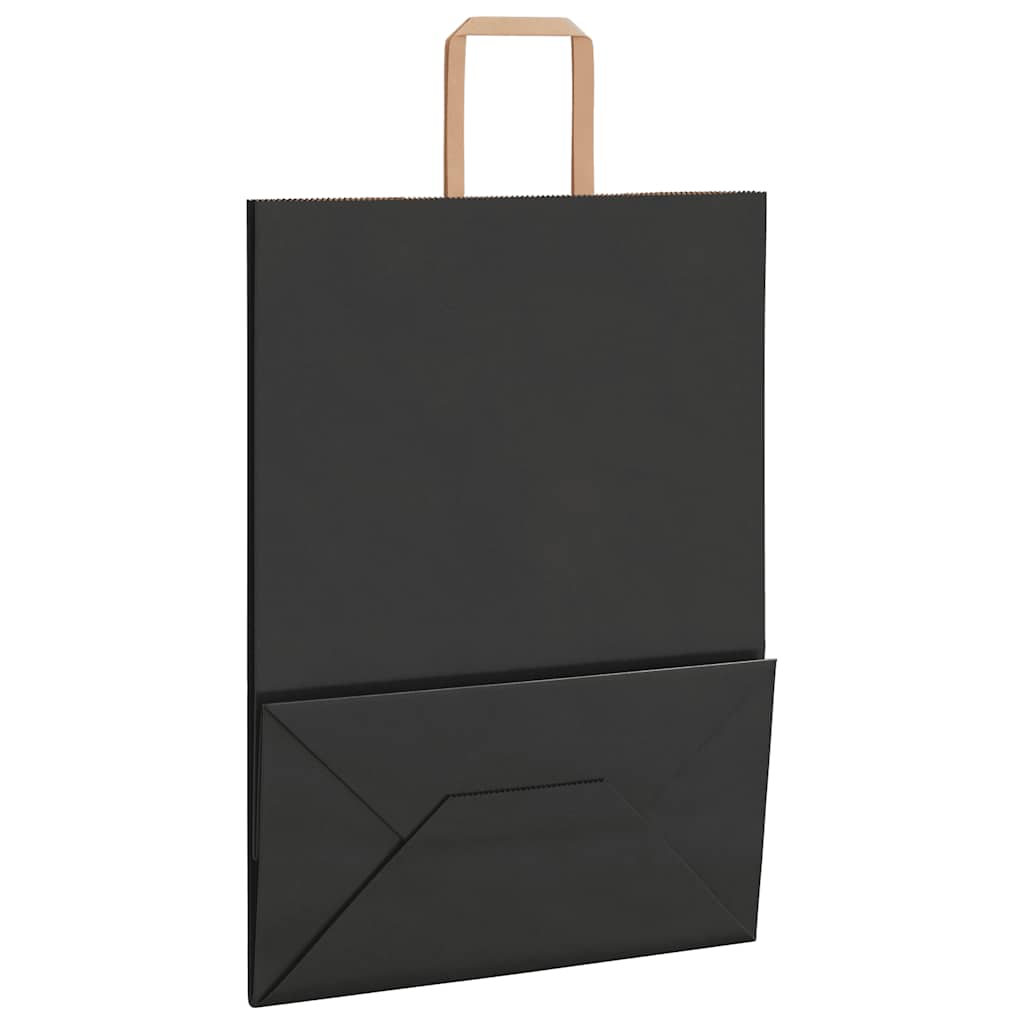 Paper Bags 50 pcs with Handles Black 32x17x44 cm
