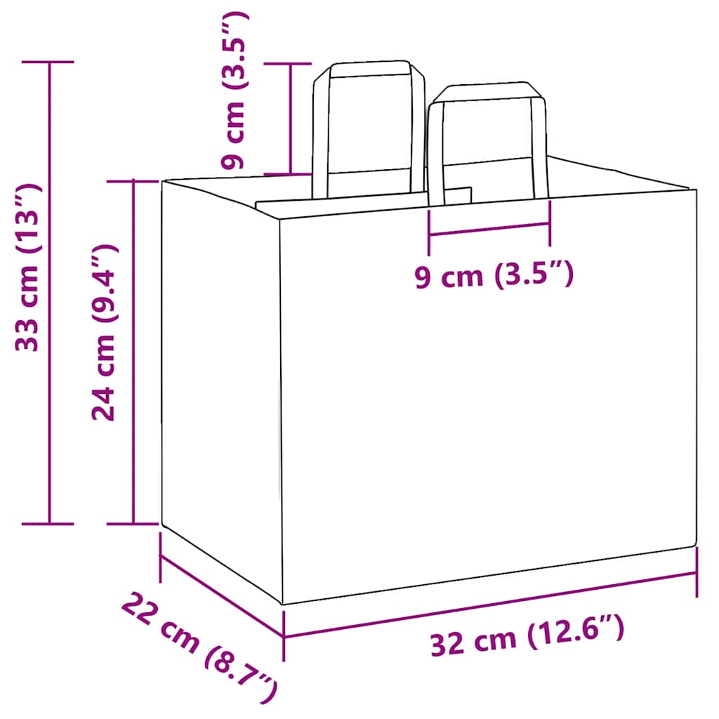 Paper Bags 50 pcs with Handles Black 32x22x24 cm