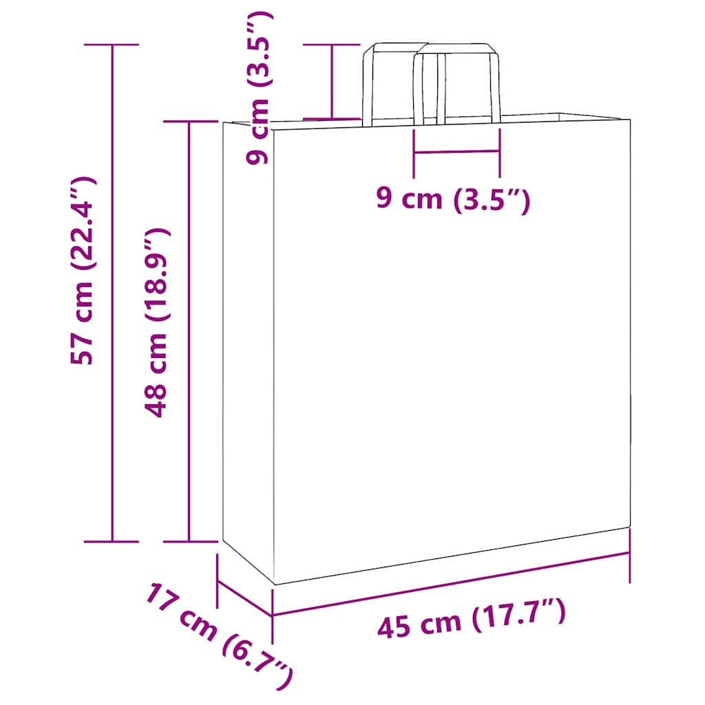 Paper Bags 50 pcs with Handles Black 45x17x48 cm