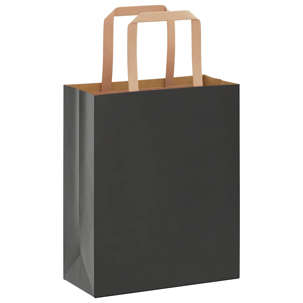 Paper Bags 250 pcs with Handles Black 18x8x22 cm