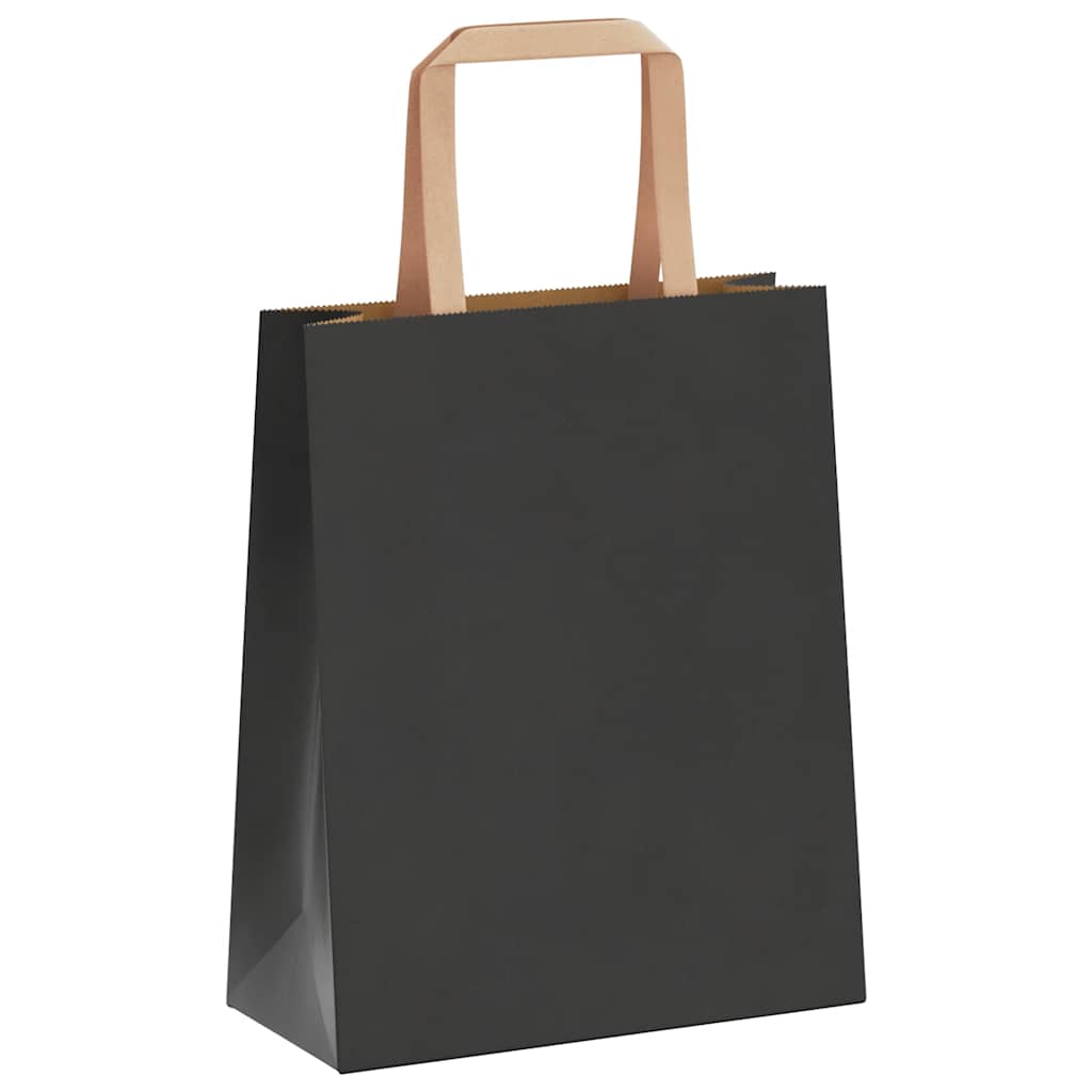 Paper Bags 250 pcs with Handles Black 18x8x22 cm