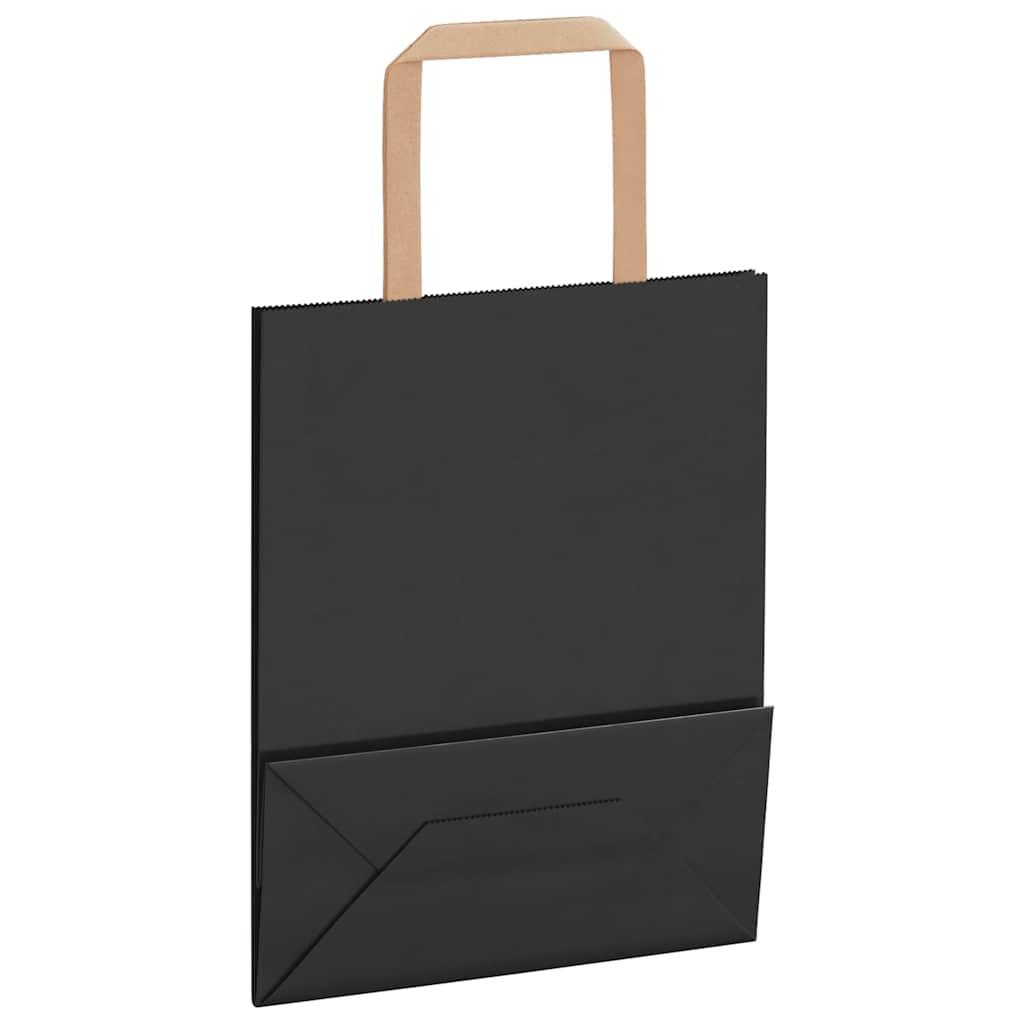 Paper Bags 250 pcs with Handles Black 18x8x22 cm
