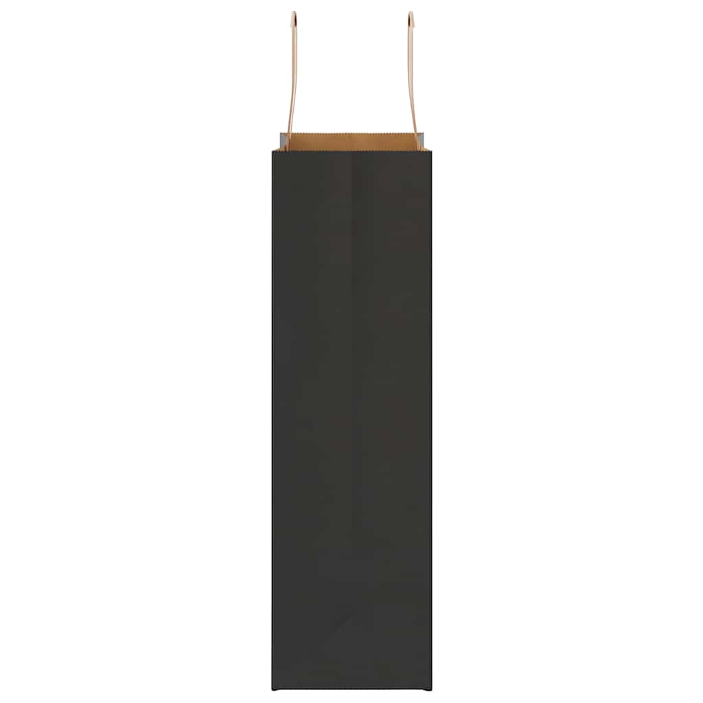 Paper Bags 250 pcs with Handles Black 21x11x36 cm