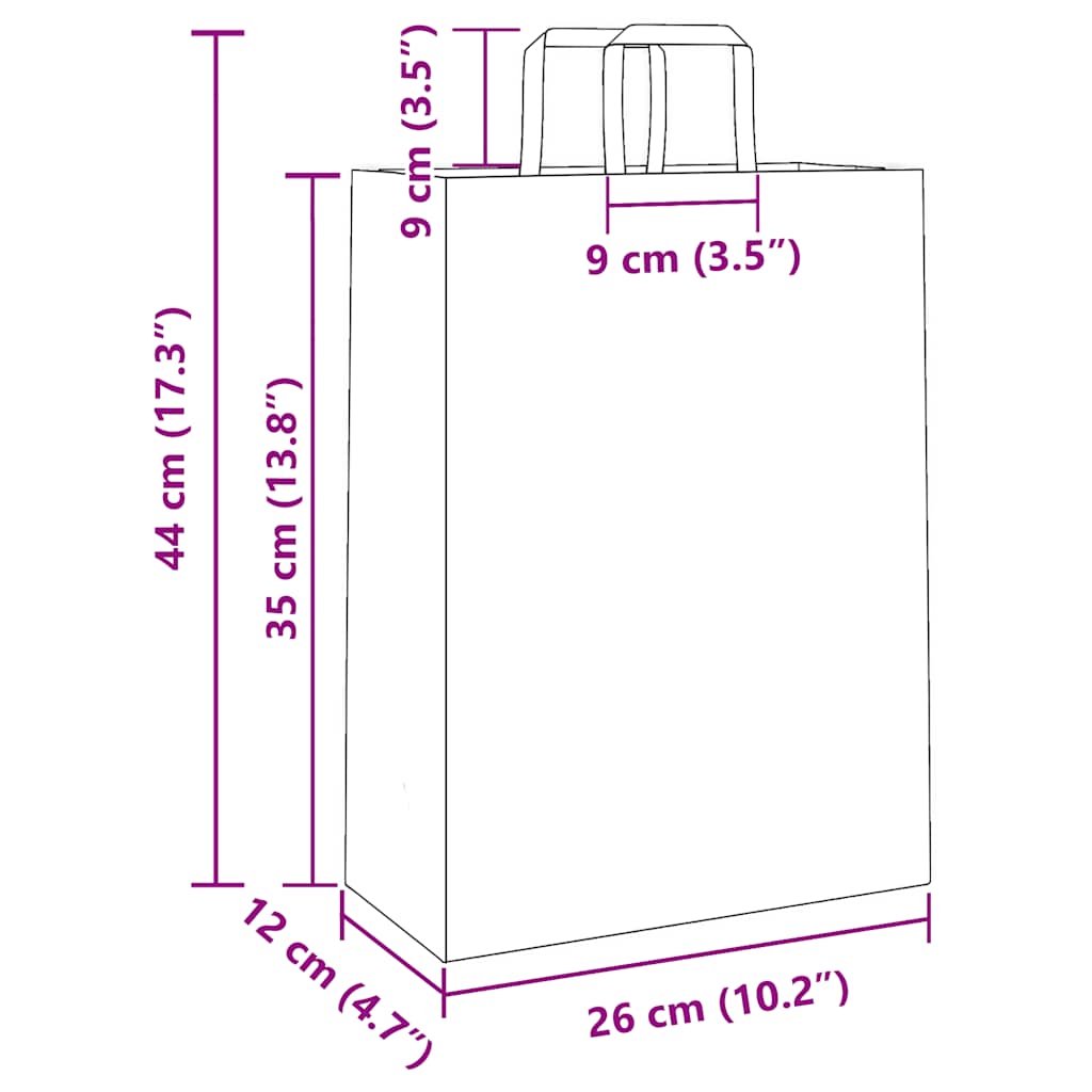 Paper Bags 250 pcs with Handles Black 26x12x35 cm