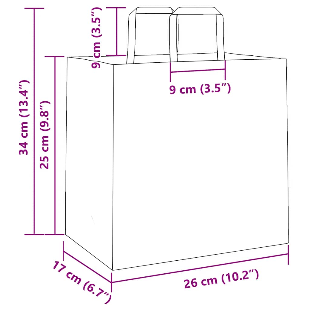 Paper Bags 250 pcs with Handles Black 26x17x25 cm