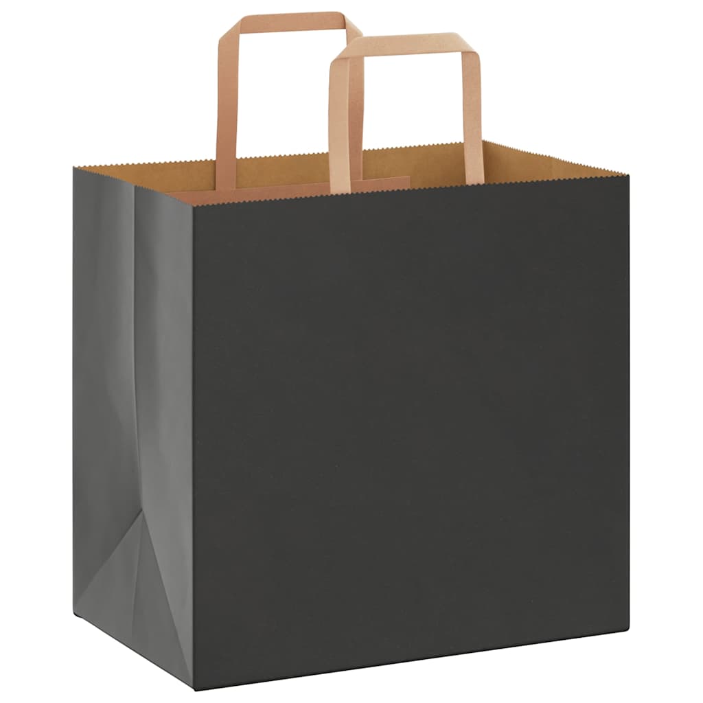 Paper Bags 250 pcs with Handles Black 26x17x25 cm