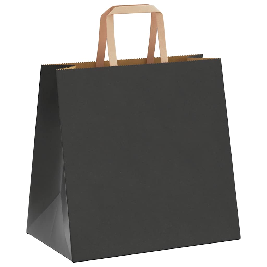 Paper Bags 250 pcs with Handles Black 26x17x25 cm