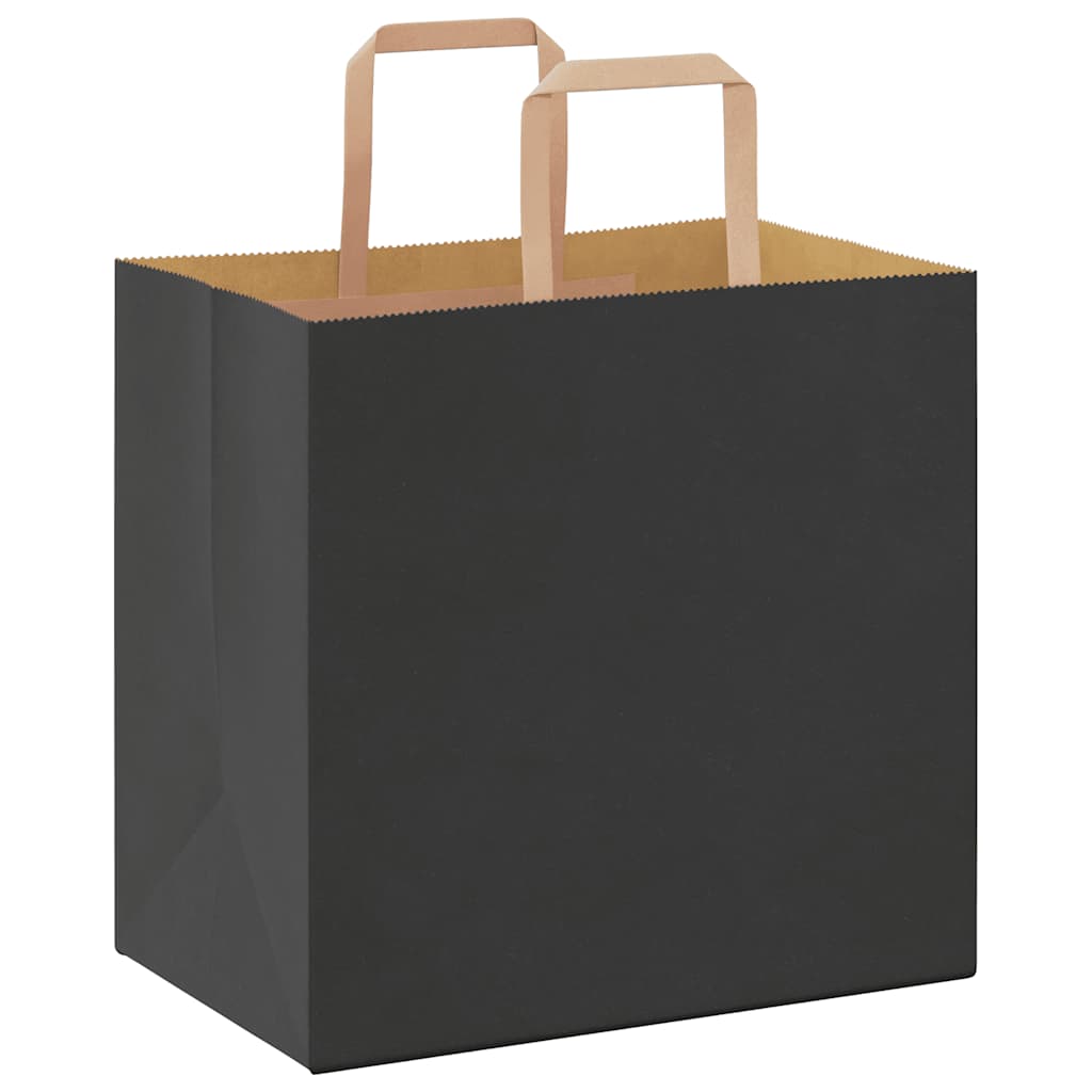Paper Bags 250 pcs with Handles Black 26x17x25 cm
