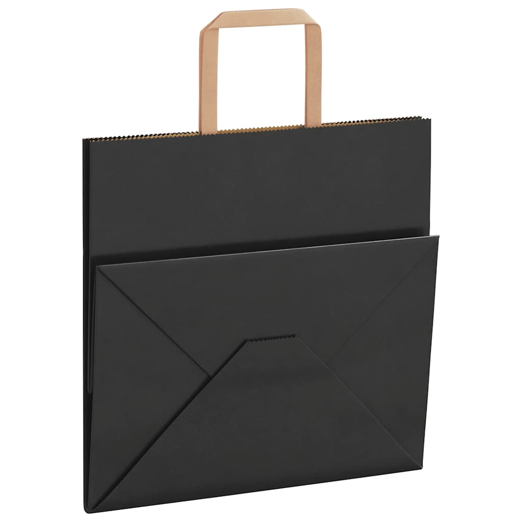 Paper Bags 250 pcs with Handles Black 26x17x25 cm