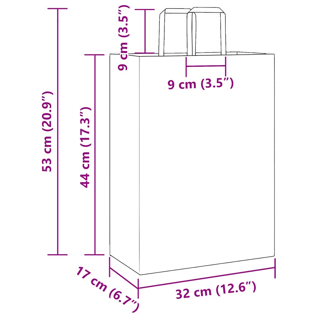 Paper Bags 250 pcs with Handles Black 32x17x44 cm