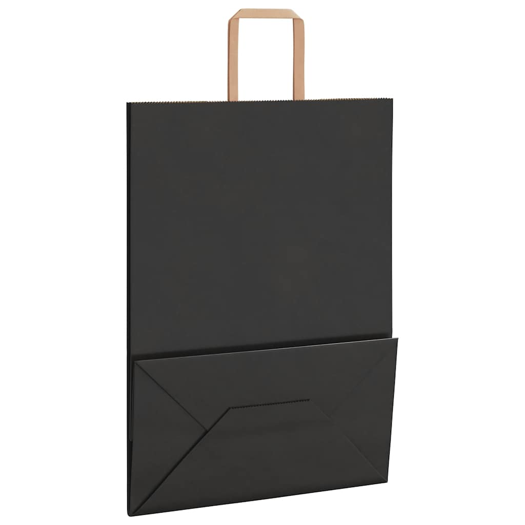 Paper Bags 250 pcs with Handles Black 32x17x44 cm