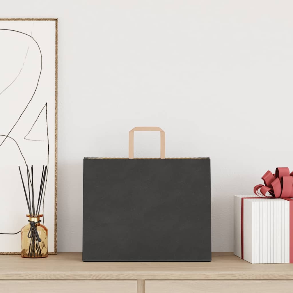Paper Bags 250 pcs with Handles Black 32x22x24 cm