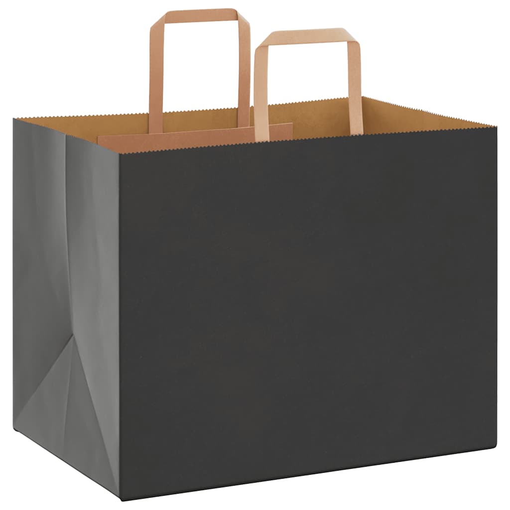 Paper Bags 250 pcs with Handles Black 32x22x24 cm