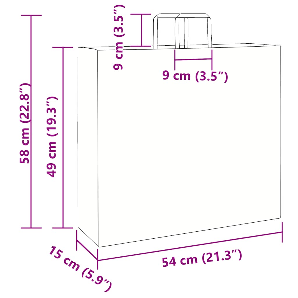 Paper Bags 250 pcs with Handles Black 54x15x49 cm