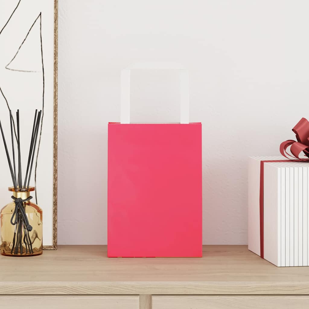 Paper Bags 50 pcs with Handles Pink 15x8x21 cm