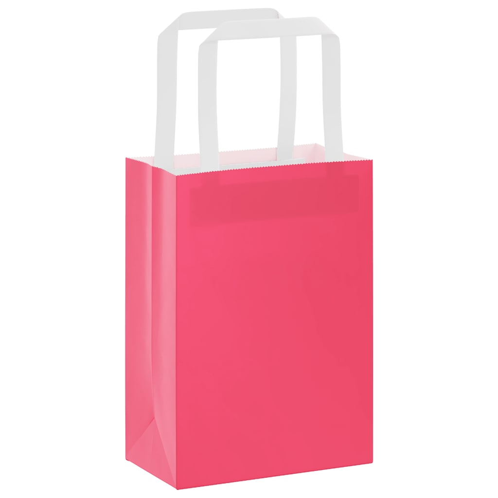 Paper Bags 50 pcs with Handles Pink 15x8x21 cm