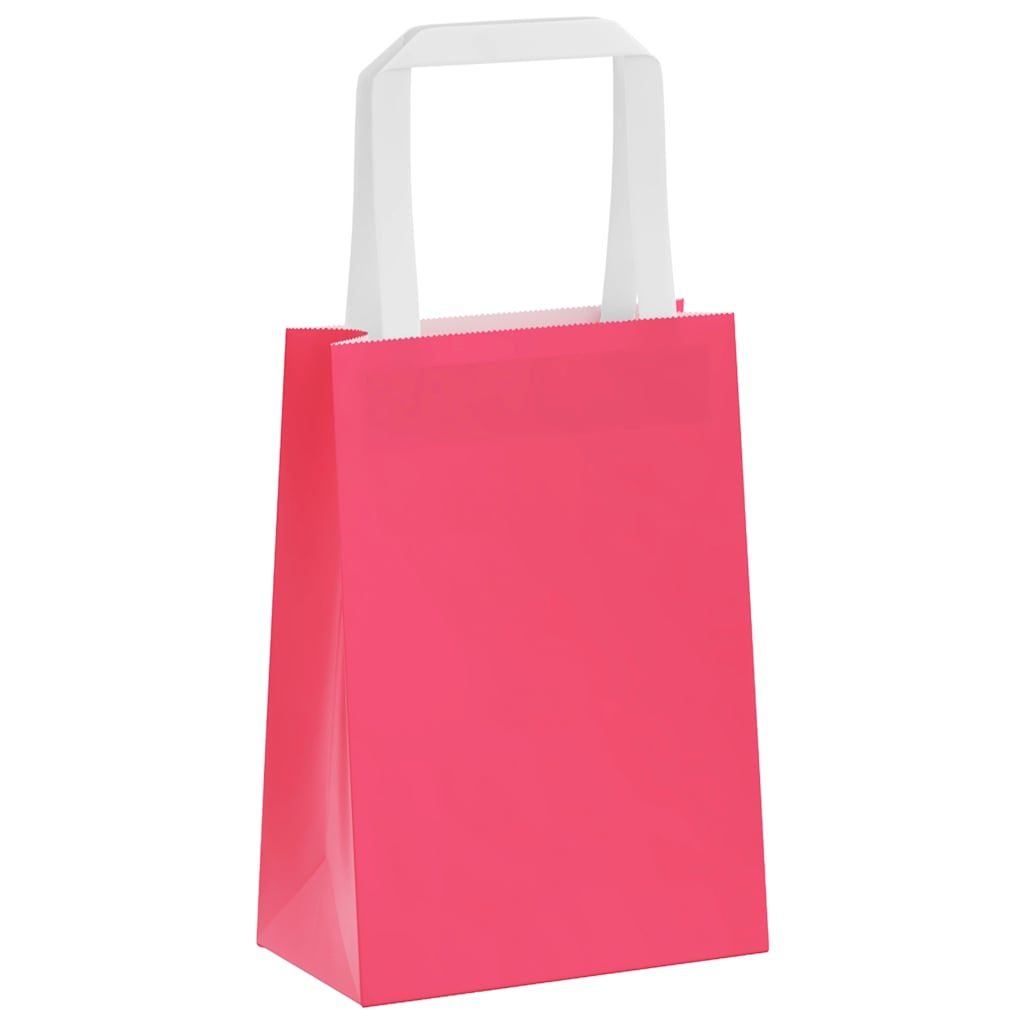 Paper Bags 50 pcs with Handles Pink 15x8x21 cm