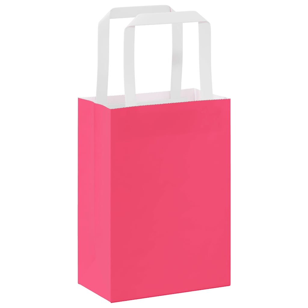 Paper Bags 50 pcs with Handles Pink 15x8x21 cm