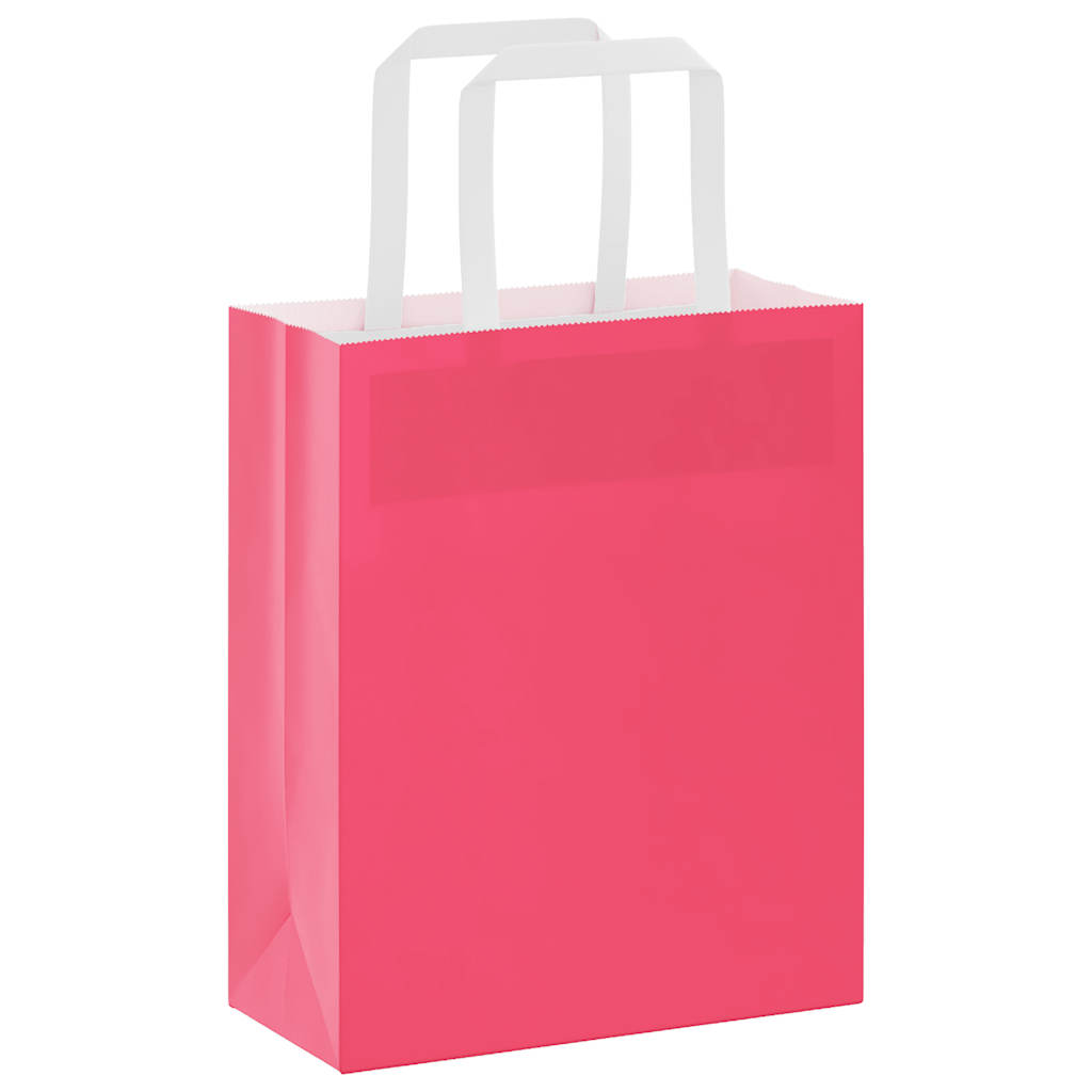 Paper Bags 50 pcs with Handles Pink 18x8x22 cm