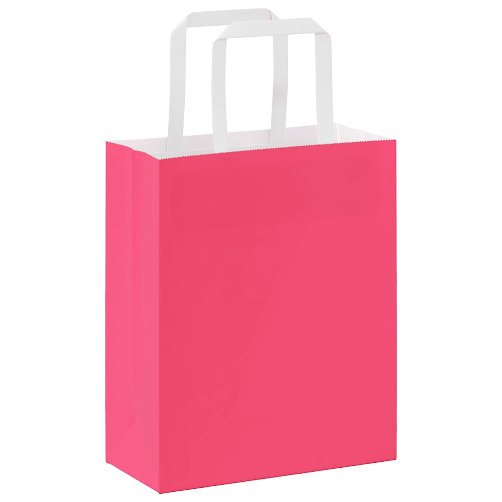 Paper Bags 50 pcs with Handles Pink 18x8x22 cm