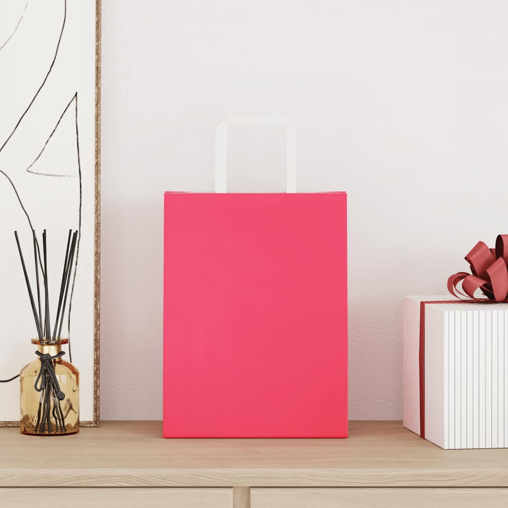 Paper Bags 50 pcs with Handles Pink 21x11x28 cm