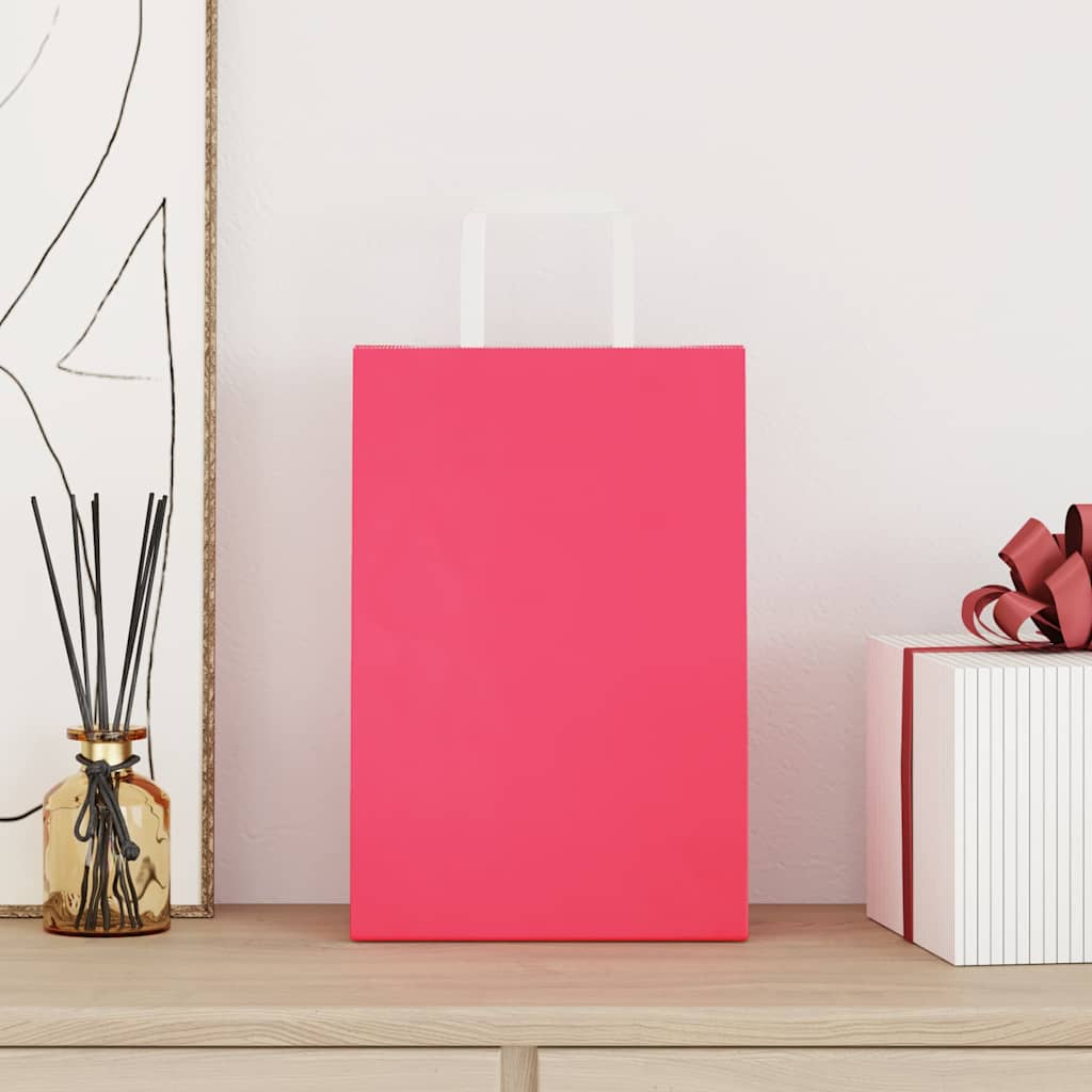 Paper Bags 50 pcs with Handles Pink 21x11x31 cm