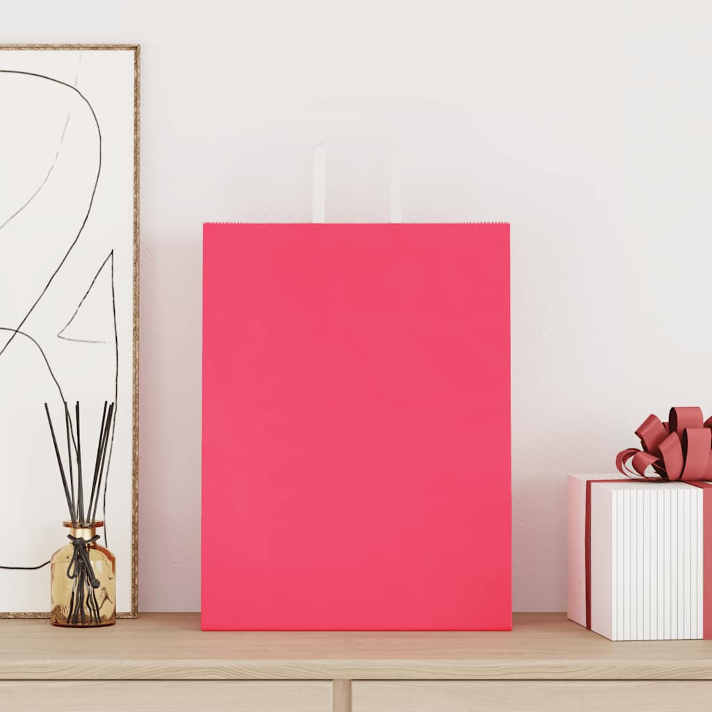 Paper Bags 50 pcs with Handles Pink 32x12x42 cm