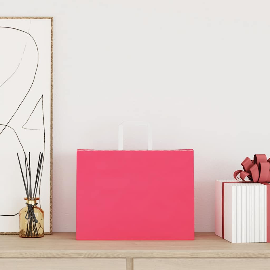 Paper Bags 50 pcs with Handles Pink 32x17x25 cm