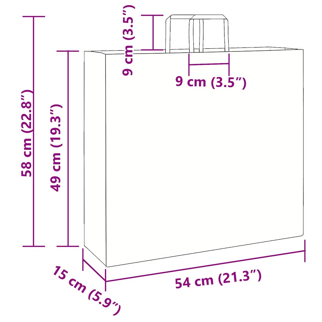 Paper Bags 50 pcs with Handles Pink 54x15x49 cm