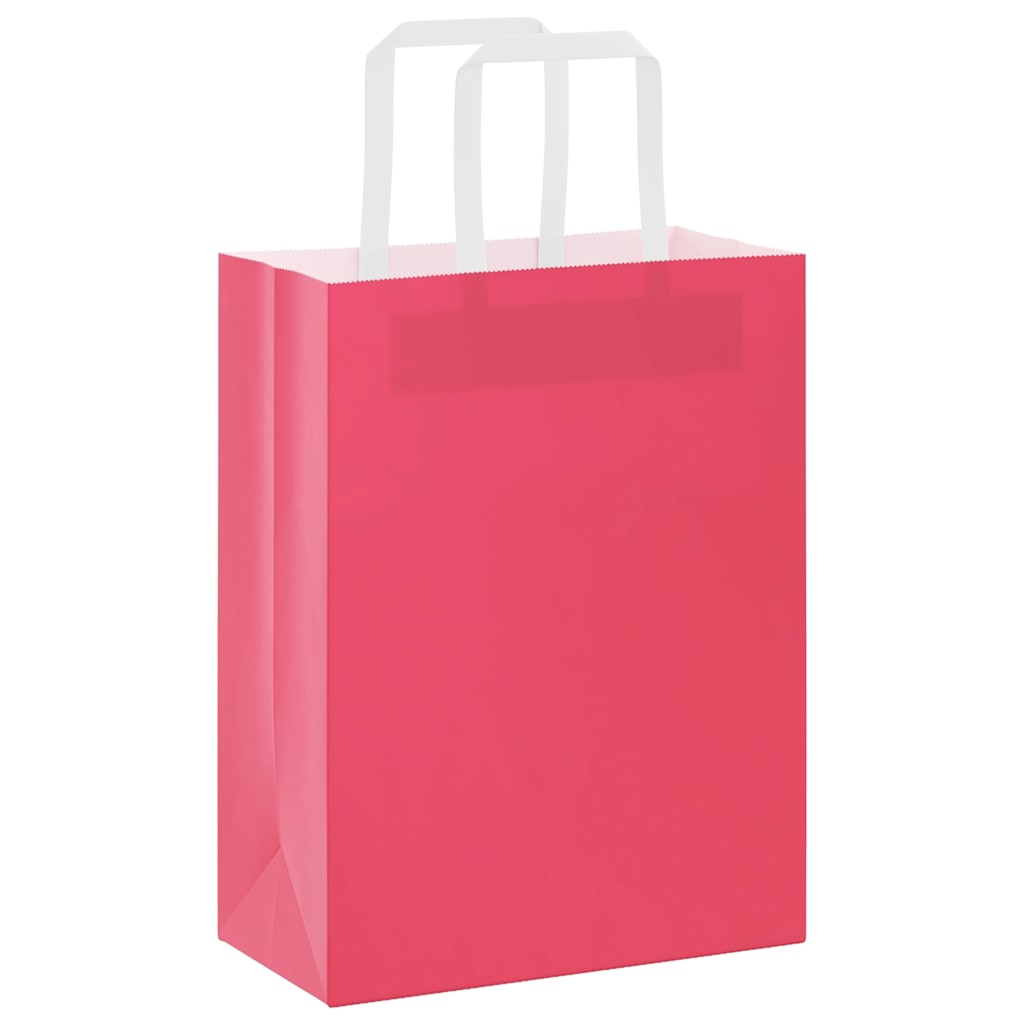 Paper Bags 250 pcs with Handles Pink 21x11x28 cm
