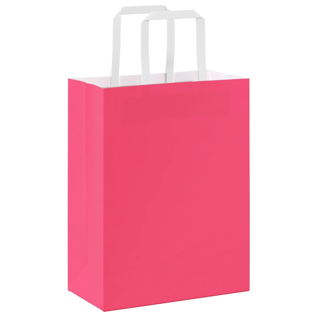 Paper Bags 250 pcs with Handles Pink 21x11x28 cm