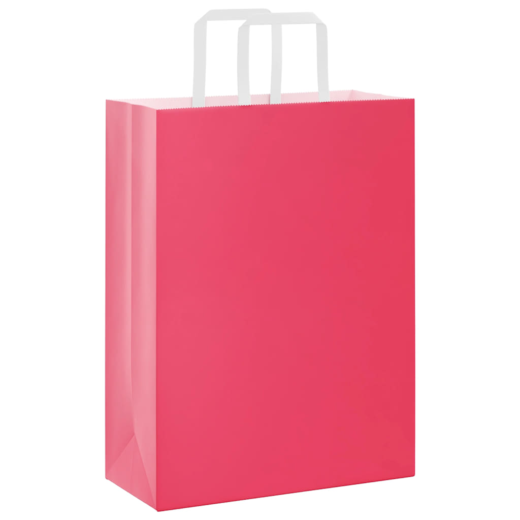 Paper Bags 250 pcs with Handles Pink 26x12x35 cm