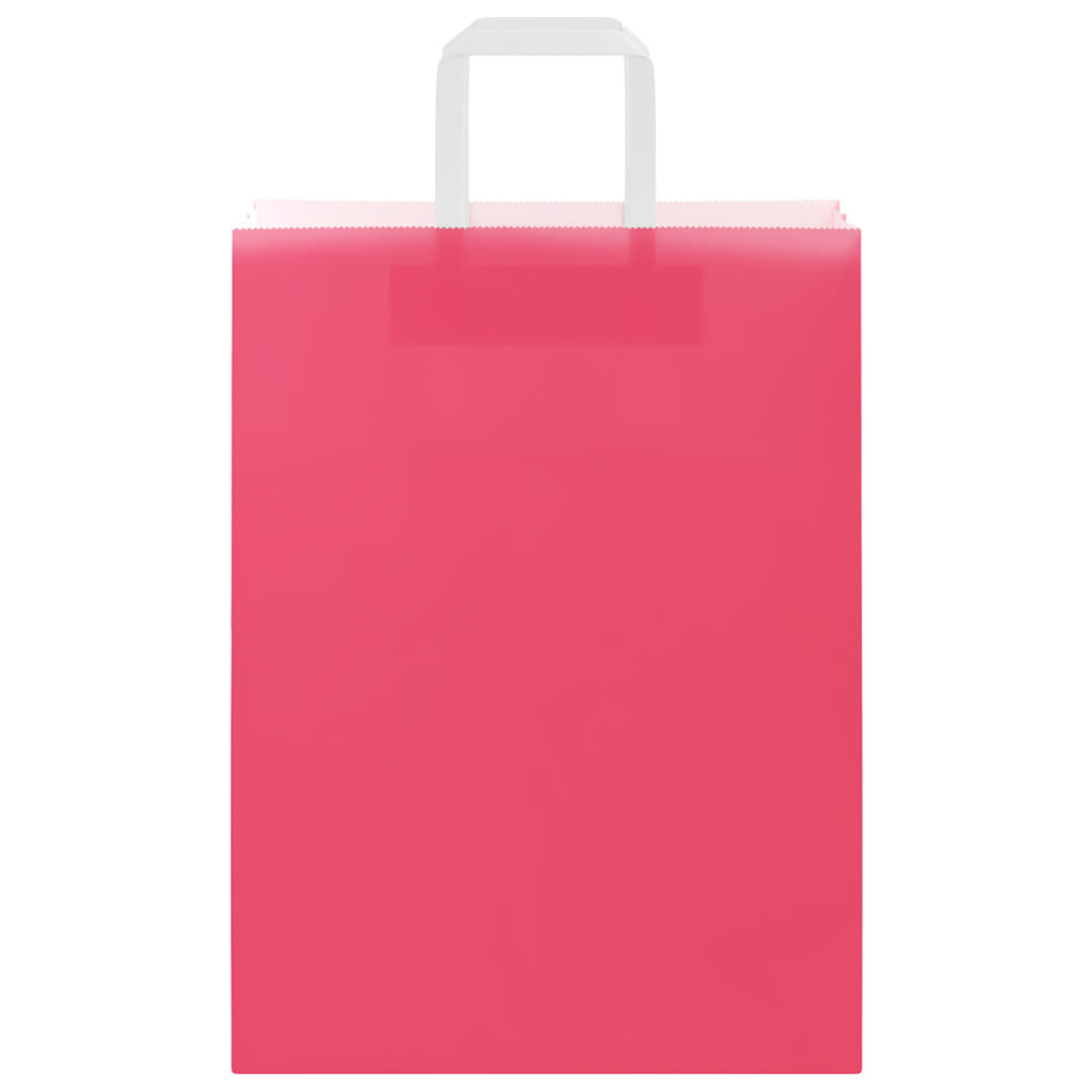 Paper Bags 250 pcs with Handles Pink 26x12x35 cm