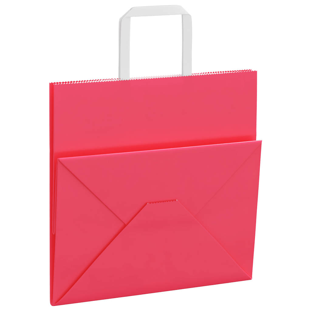 Paper Bags 250 pcs with Handles Pink 26x17x25 cm