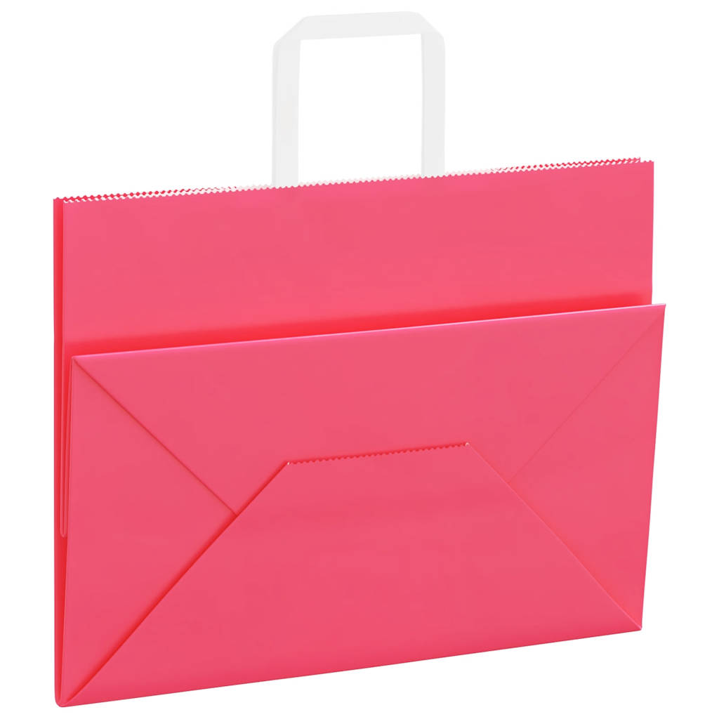 Paper Bags 250 pcs with Handles Pink 32x17x25 cm