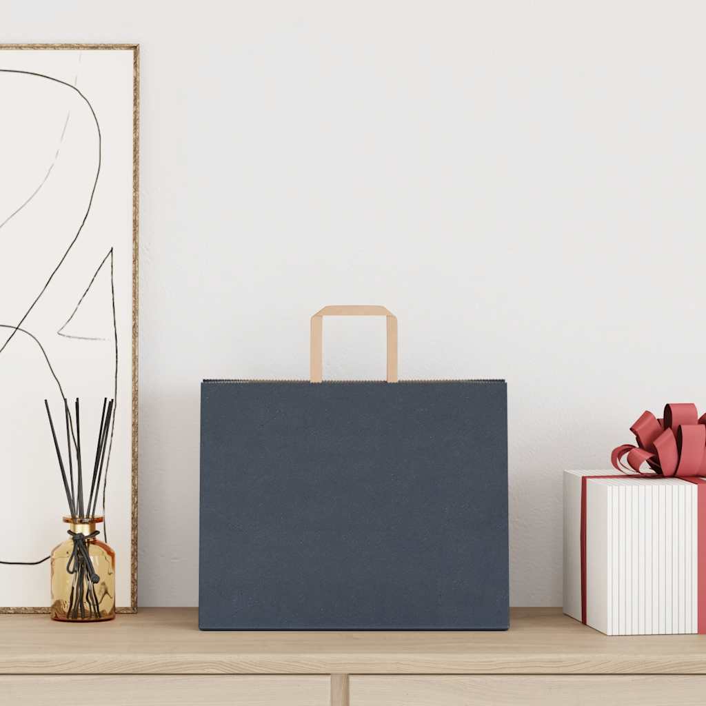 Paper Bags 50 pcs with Handles Blue 32x22x28 cm