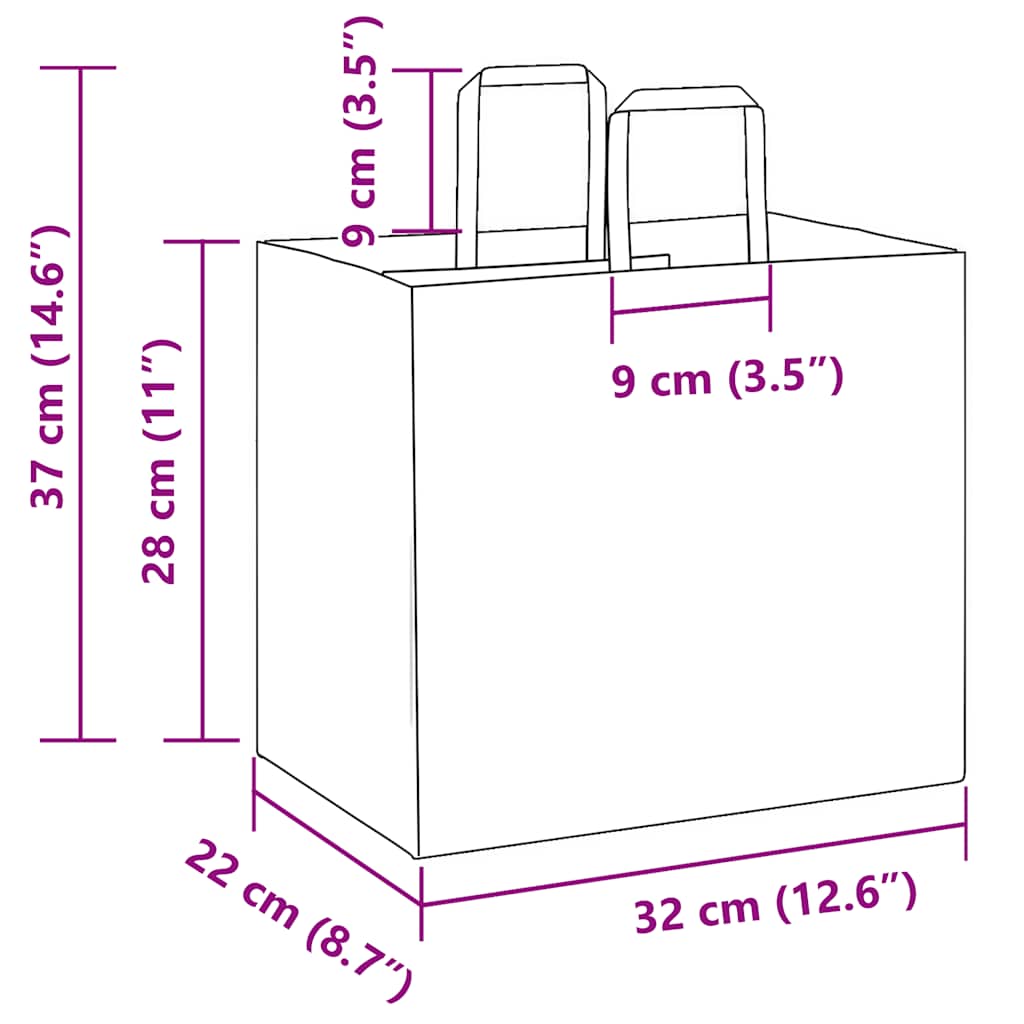 Paper Bags 50 pcs with Handles Blue 32x22x28 cm
