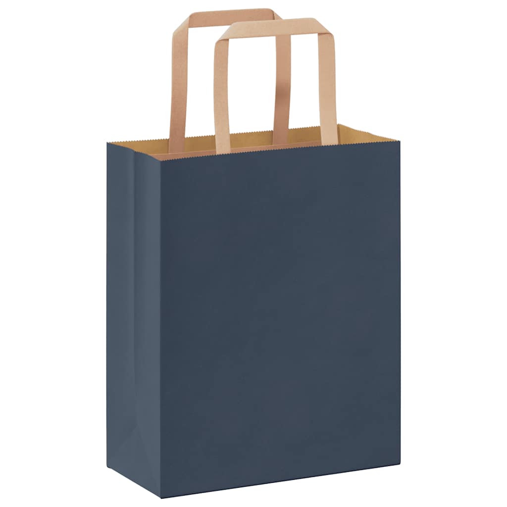 Paper Bags 250 pcs with Handles Blue 18x8x22 cm