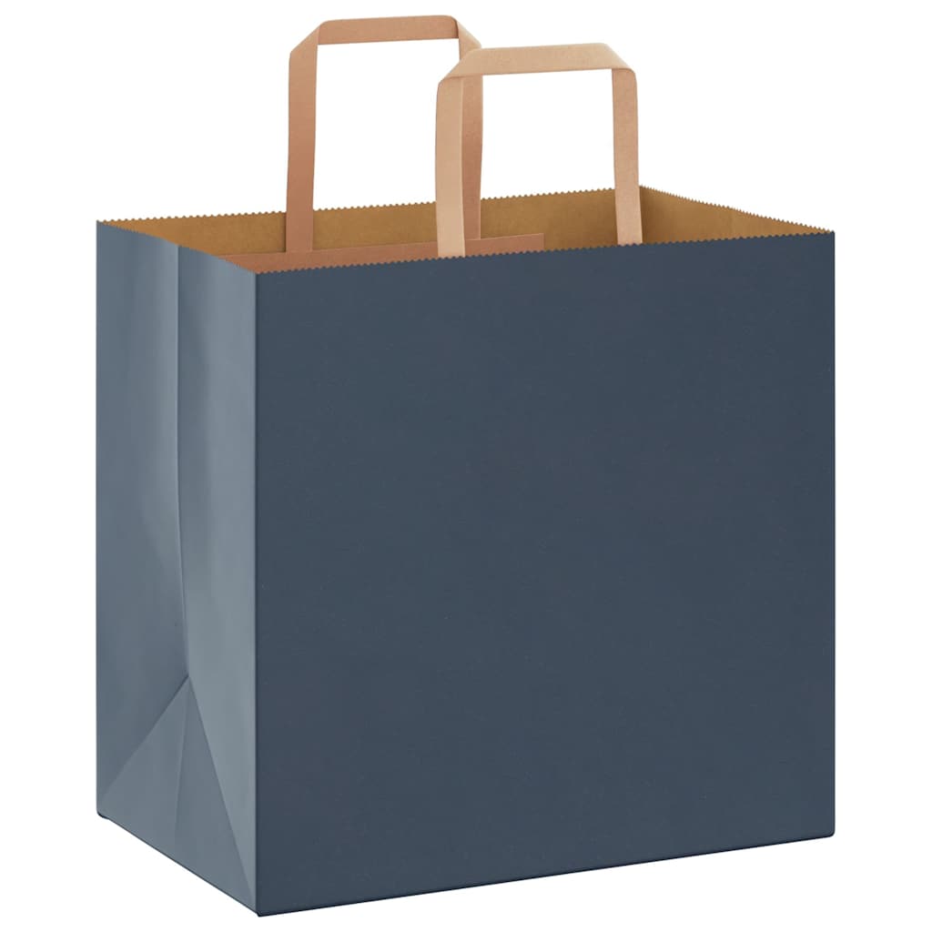 Paper Bags 250 pcs with Handles Blue 26x17x25 cm
