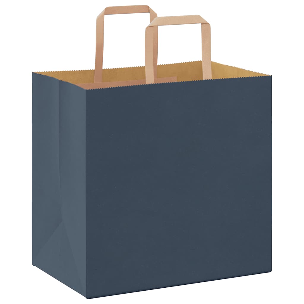 Paper Bags 250 pcs with Handles Blue 26x17x25 cm