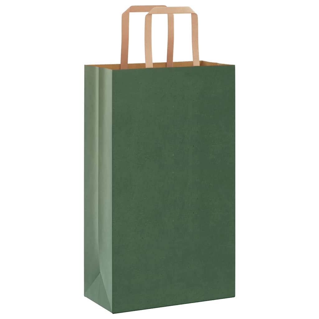 Paper Bags 50 pcs with Handles Green 21x11x36 cm