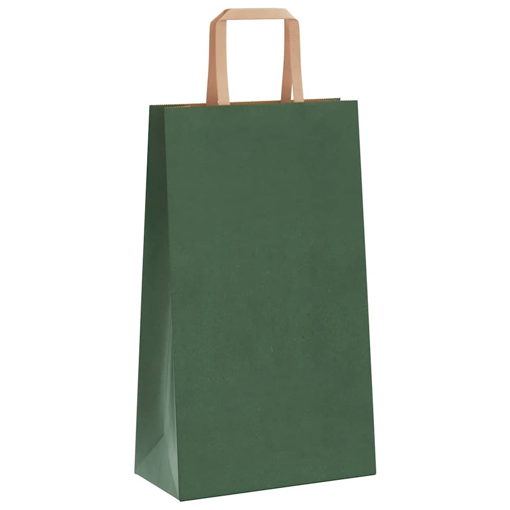 Paper Bags 50 pcs with Handles Green 21x11x36 cm