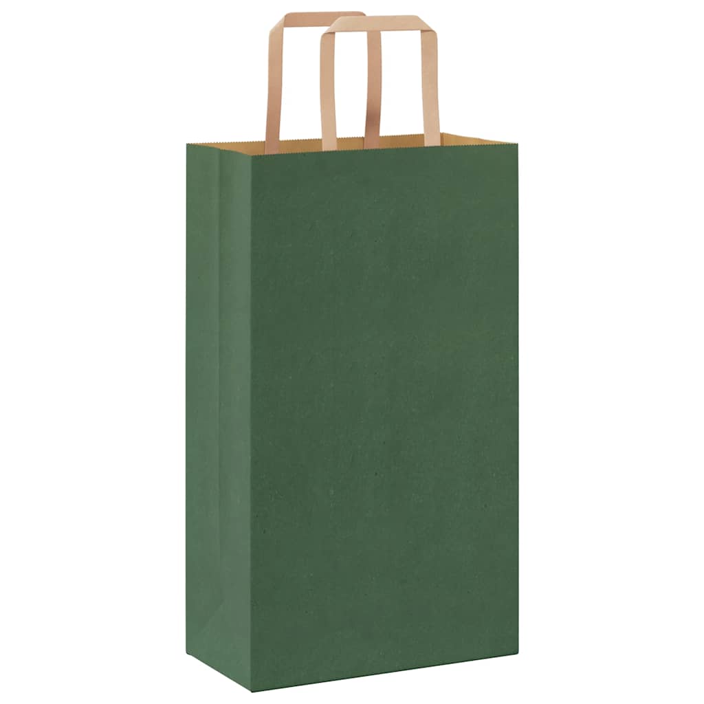 Paper Bags 50 pcs with Handles Green 21x11x36 cm