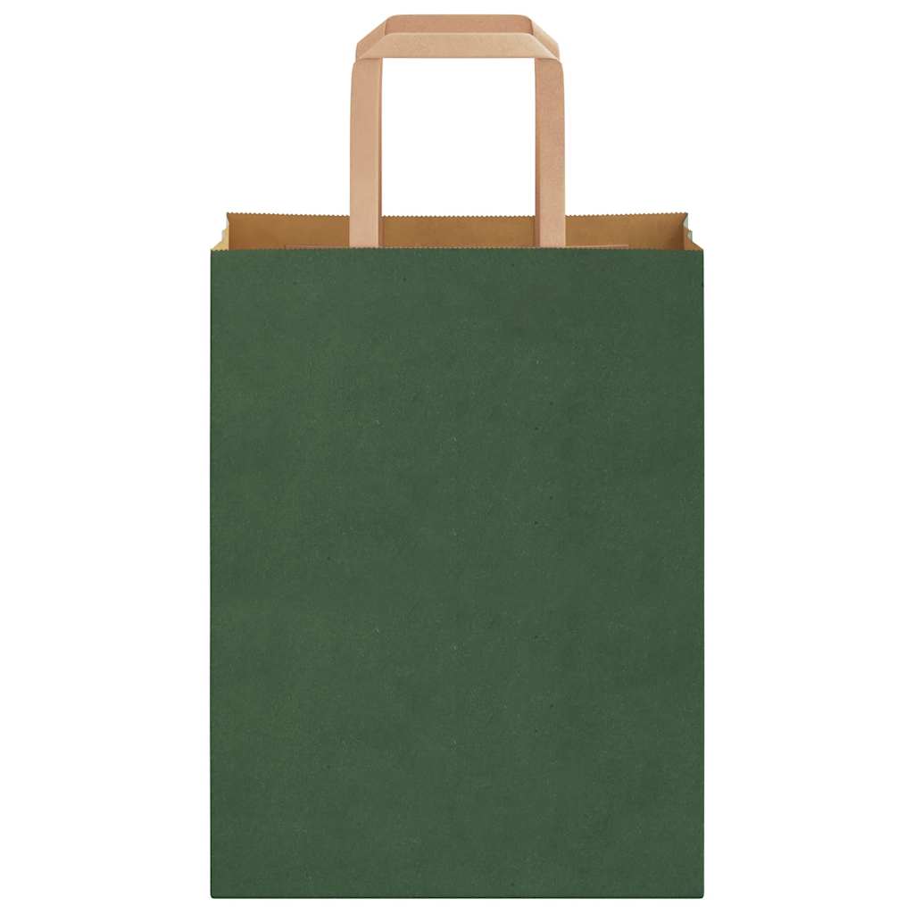 Paper Bags 250 pcs with Handles Green 21x11x28 cm