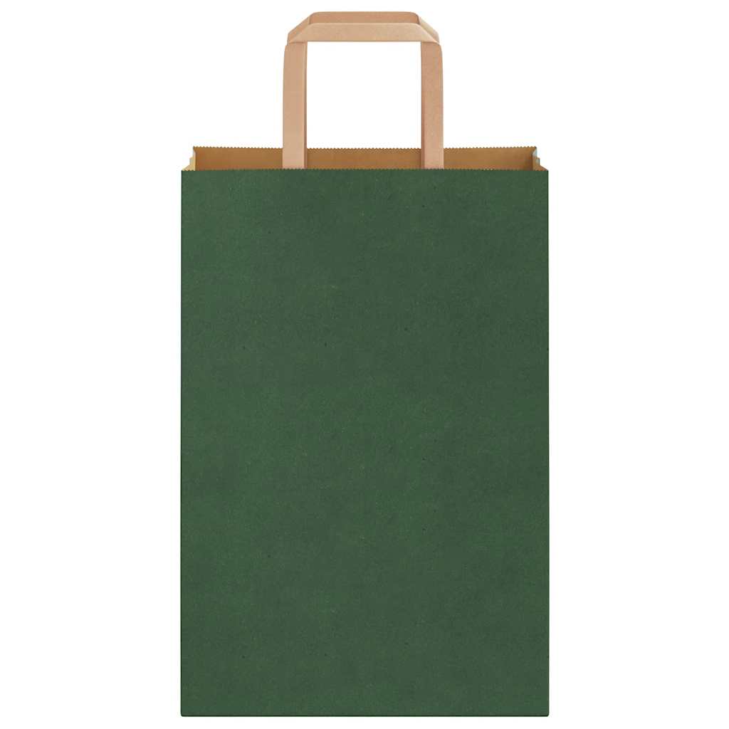 Paper Bags 250 pcs with Handles Green 21x11x31 cm