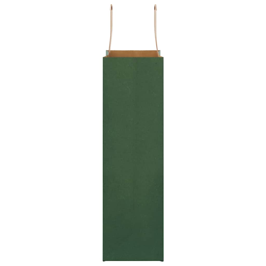 Paper Bags 250 pcs with Handles Green 21x11x36 cm